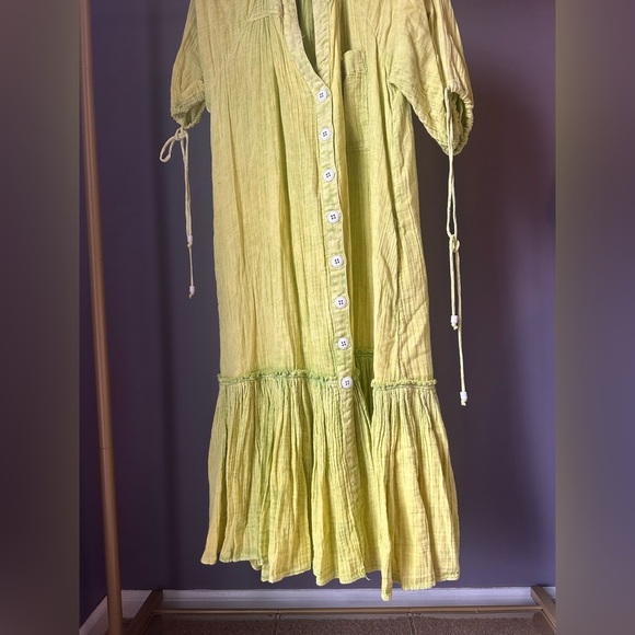 Free People Maya Midi Shirt Dress Faded Green Size XS - Picture 6 of 10